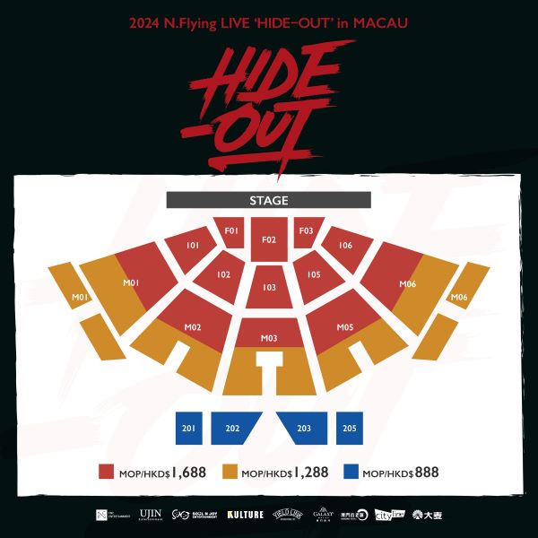 《2024 N.Flying LIVE ‘HIDE-OUT’ in MACAU》演唱會座位表